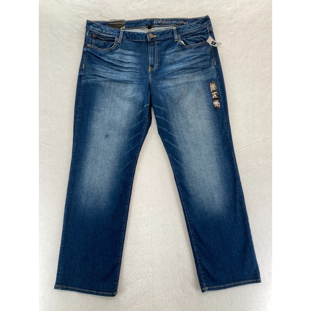 GAP Jeans Women's 18/34 Premium Curvy Straight Leg Dark Wash Blue Denim Pant NWT